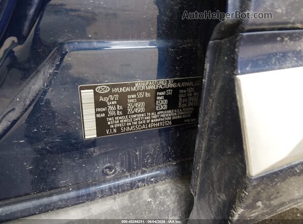 5NMS5DAL4PH492326 2023 HYUNDAI SANTA FE Blue Շարժիչի բաժամունքի տեսք
