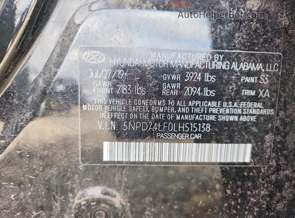 5NPD74LF0LH515138 2020 HYUNDAI ELANTRA Black Вид підкапотного простору