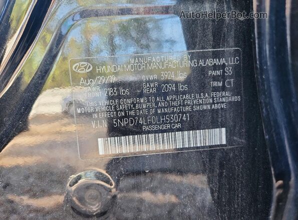 5NPD74LF0LH530741 2020 HYUNDAI ELANTRA Black Widok komory silnika