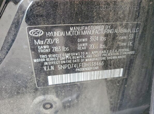 5NPD74LF1JH338466 2018 HYUNDAI ELANTRA Черный Вид подкапотного пространства
