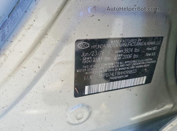 5NPD74LF8HH099833 2017 HYUNDAI ELANTRA Gold 