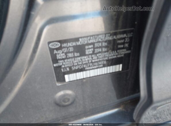 5NPD74LF9LH614816 2020 HYUNDAI ELANTRA Black Вид підкапотного простору