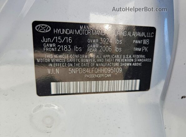 5NPD84LF0HH095109 2017 HYUNDAI ELANTRA White Engine compartment view