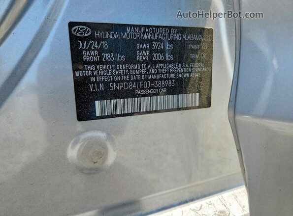 5NPD84LF0JH388983 2018 HYUNDAI ELANTRA Серебряный 