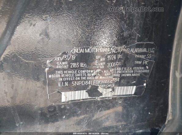 5NPD84LF0KH464784 2019 HYUNDAI ELANTRA Черный Вид подкапотного пространства
