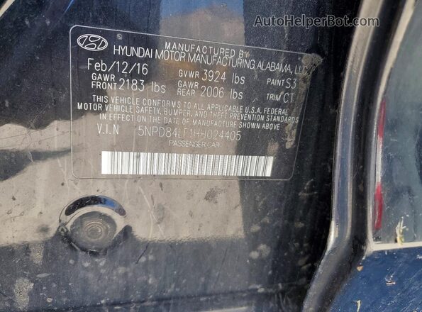 5NPD84LF1HH024405 2017 HYUNDAI ELANTRA Черный 