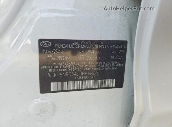 5NPD84LF1HH164616 2017 HYUNDAI ELANTRA White 