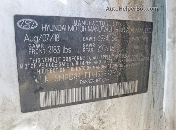 5NPD84LF1JH393979 2018 HYUNDAI ELANTRA White 