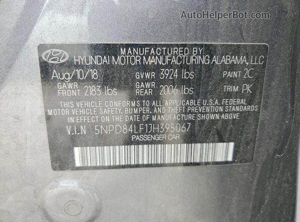5NPD84LF1JH395067 2018 HYUNDAI ELANTRA Gray Engine compartment view