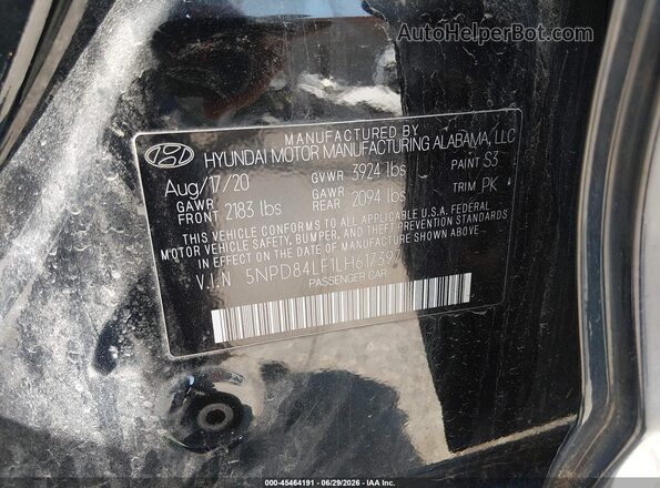 5NPD84LF1LH617397 2020 HYUNDAI ELANTRA Black Շարժիչի բաժամունքի տեսք