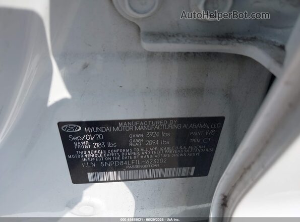 5NPD84LF1LH623202 2020 HYUNDAI ELANTRA White Engine compartment view