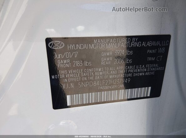 5NPD84LF2JH237949 2018 HYUNDAI ELANTRA White Շարժիչի բաժամունքի տեսք