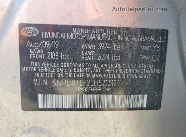 5NPD84LF2LH521312 2020 HYUNDAI ELANTRA Silver Widok komory silnika