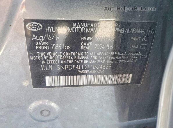 5NPD84LF2LH524629 2020 HYUNDAI ELANTRA Gray Vista del compartimento del motor