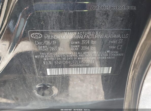 5NPD84LF2LH572244 2020 HYUNDAI ELANTRA Black Widok komory silnika