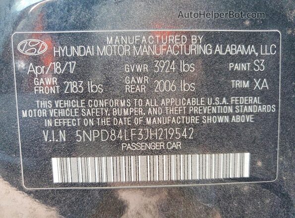 5NPD84LF3JH219542 2018 HYUNDAI ELANTRA Black 