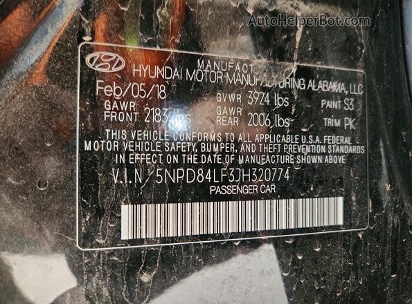 5NPD84LF3JH320774 2018 HYUNDAI ELANTRA Белый Вид подкапотного пространства