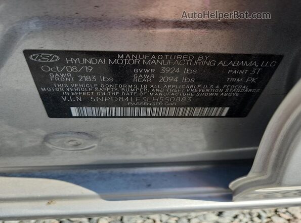 5NPD84LF3LH550883 2020 HYUNDAI ELANTRA Silver 