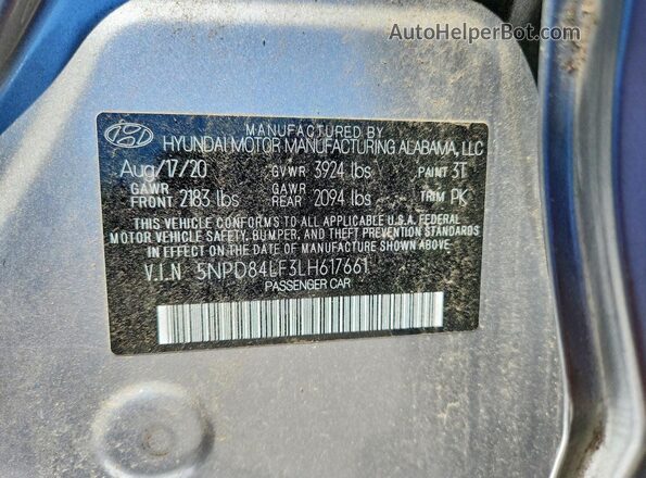 5NPD84LF3LH617661 2020 HYUNDAI ELANTRA Silver 