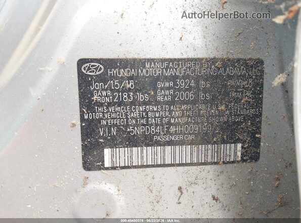 5NPD84LF4HH009199 2017 HYUNDAI ELANTRA Silver Շարժիչի բաժամունքի տեսք