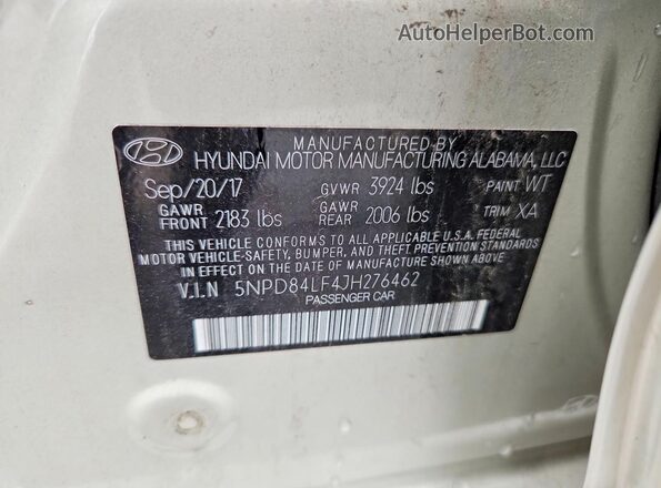5NPD84LF4JH276462 2018 HYUNDAI ELANTRA Beige 