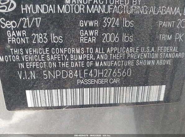 5NPD84LF4JH276560 2018 HYUNDAI ELANTRA Gray Вид підкапотного простору