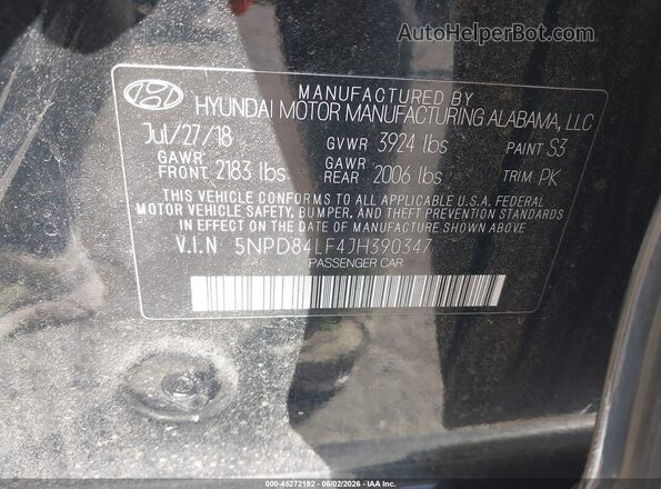 5NPD84LF4JH390347 2018 HYUNDAI ELANTRA Black Vista del compartimento del motor