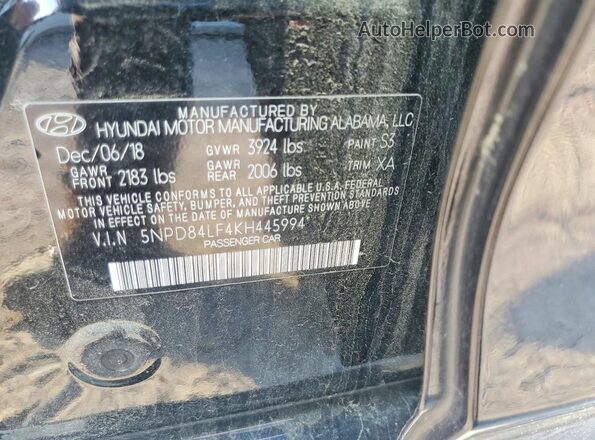 5NPD84LF4KH445994 2019 HYUNDAI ELANTRA Black 