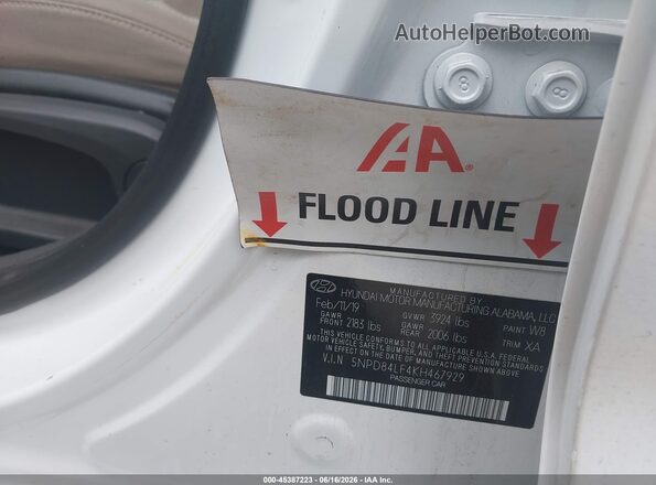 5NPD84LF4KH467929 2019 HYUNDAI ELANTRA White Դիմացի տեսք
