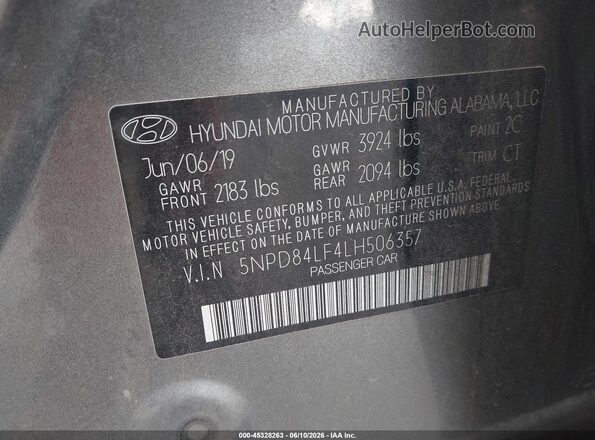 5NPD84LF4LH506357 2020 HYUNDAI ELANTRA Gray Widok komory silnika