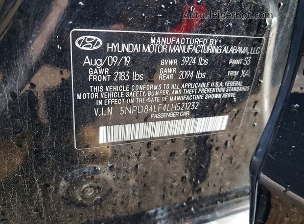 5NPD84LF4LH521232 2020 HYUNDAI ELANTRA Black Vista del compartimento del motor