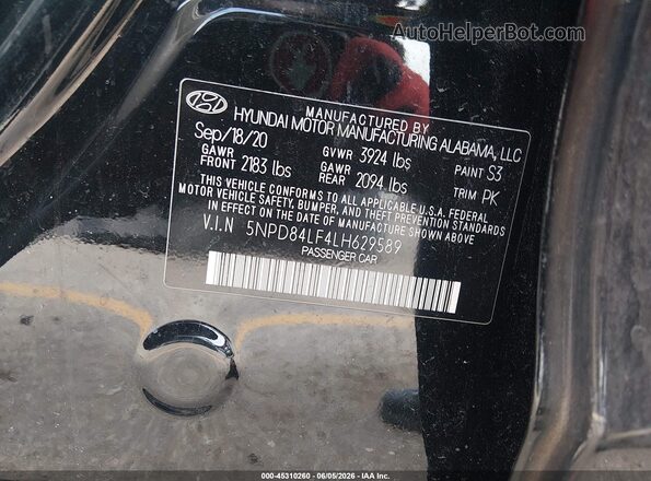 5NPD84LF4LH629589 2020 HYUNDAI ELANTRA Black Widok komory silnika