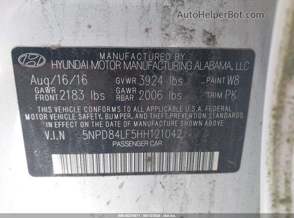 5NPD84LF5HH121042 2017 HYUNDAI ELANTRA White Շարժիչի բաժամունքի տեսք