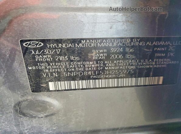 5NPD84LF5JH255975 2018 HYUNDAI ELANTRA Gray 
