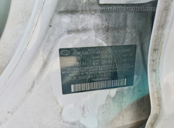 5NPD84LF5LH543711 2020 HYUNDAI ELANTRA White Engine compartment view