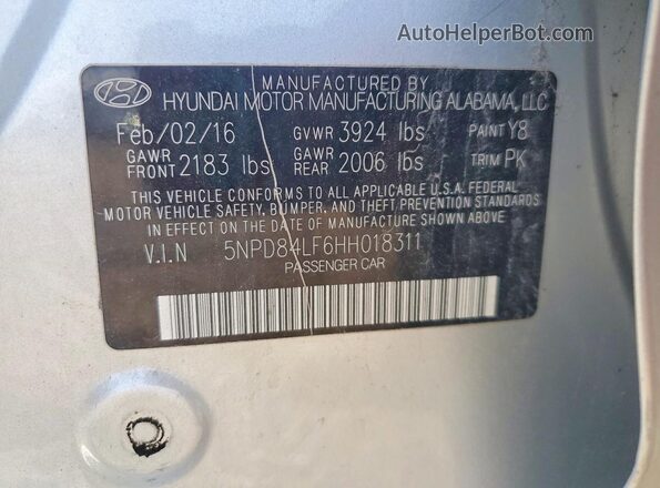 5NPD84LF6HH018311 2017 HYUNDAI ELANTRA Silver Vista del compartimento del motor