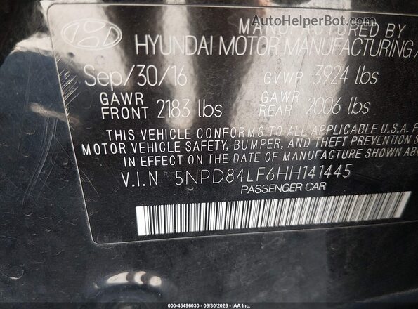 5NPD84LF6HH141445 2017 HYUNDAI ELANTRA Black Շարժիչի բաժամունքի տեսք
