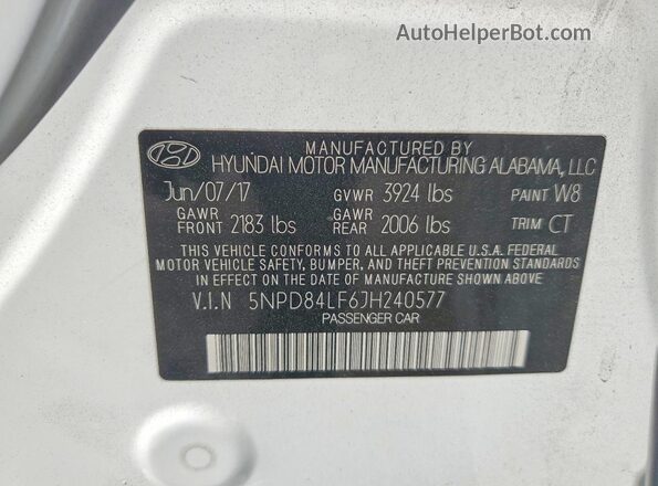 5NPD84LF6JH240577 2018 HYUNDAI ELANTRA Белый 