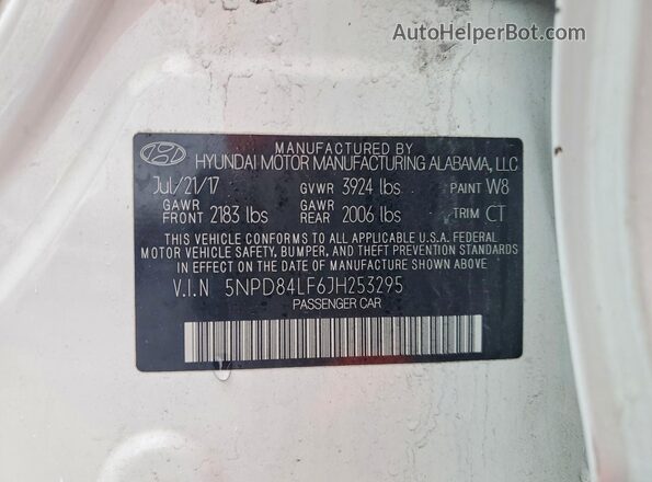 5NPD84LF6JH253295 2018 HYUNDAI ELANTRA Белый Вид подкапотного пространства