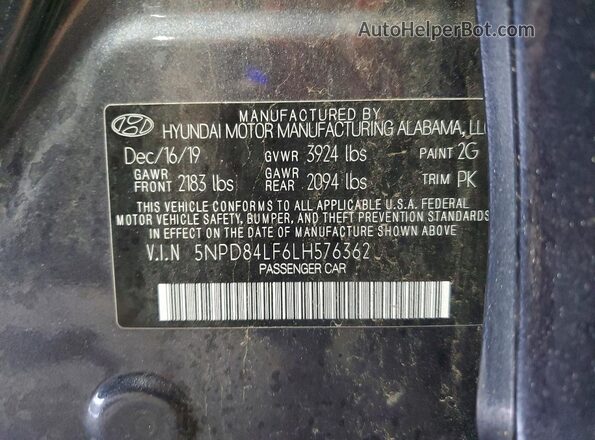 5NPD84LF6LH576362 2020 HYUNDAI ELANTRA Gray Engine compartment view
