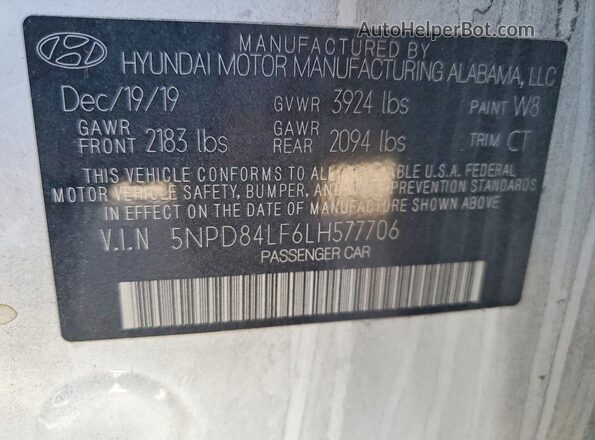 5NPD84LF6LH577706 2020 HYUNDAI ELANTRA White 
