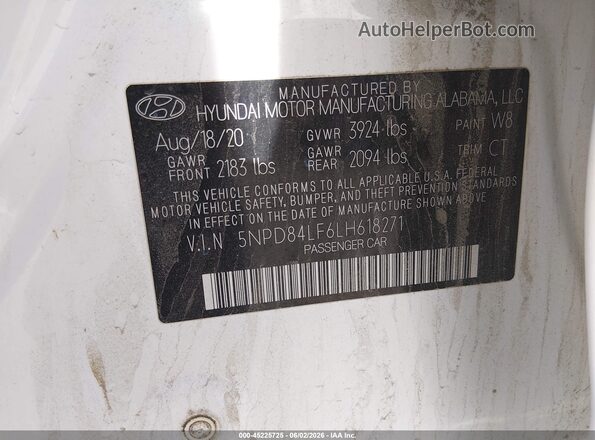 5NPD84LF6LH618271 2020 HYUNDAI ELANTRA White Вид підкапотного простору