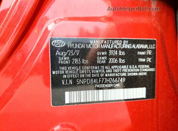 5NPD84LF7JH266749 2018 HYUNDAI ELANTRA Orange ძრავის განყოფილების ხედი