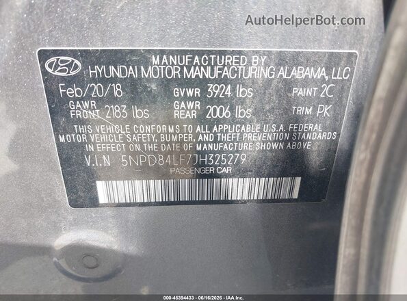 5NPD84LF7JH325279 2018 HYUNDAI ELANTRA Silver Вид підкапотного простору