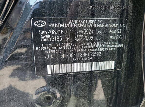 5NPD84LF8HH130592 2017 HYUNDAI ELANTRA Black 