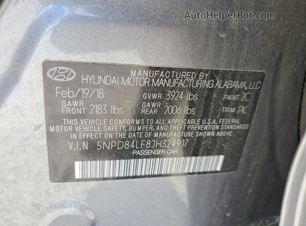 5NPD84LF8JH324917 2018 HYUNDAI ELANTRA Silver Widok komory silnika