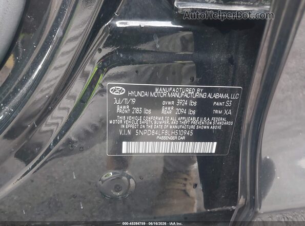 5NPD84LF8LH510945 2020 HYUNDAI ELANTRA Черный Вид подкапотного пространства