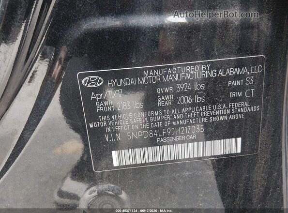 5NPD84LF9JH217035 2018 HYUNDAI ELANTRA Black Widok komory silnika