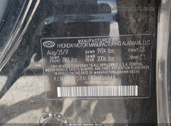 5NPD84LF9JH266848 2018 HYUNDAI ELANTRA Black ძრავის განყოფილების ხედი