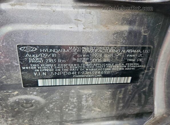 5NPD84LF9JH394698 2018 HYUNDAI ELANTRA Gray Engine compartment view